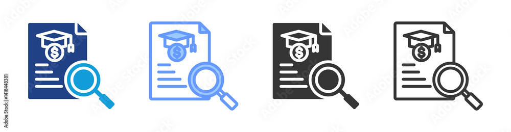 Poster Scholarship Program icon set multiple style collection