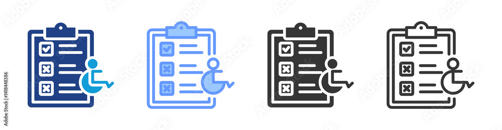 Aufkleber Disability Status icon set multiple style collection