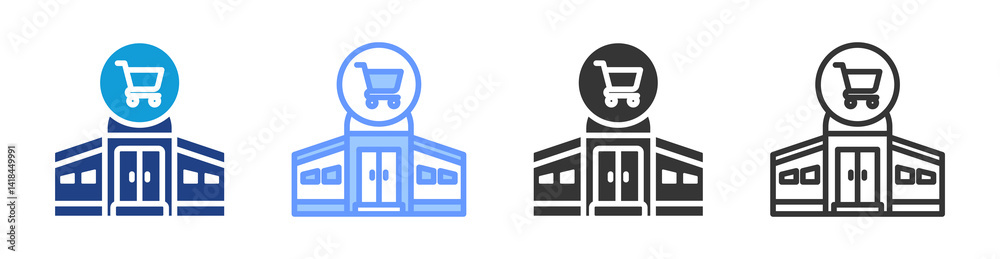 Poster shopping mall icon set multiple style collection