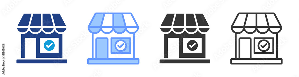 Poster convenience store icon set multiple style collection