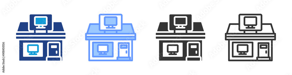 Poster Electronics Stores icon set multiple style collection