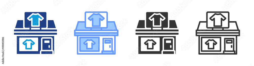 Poster apparel stores icon set multiple style collection