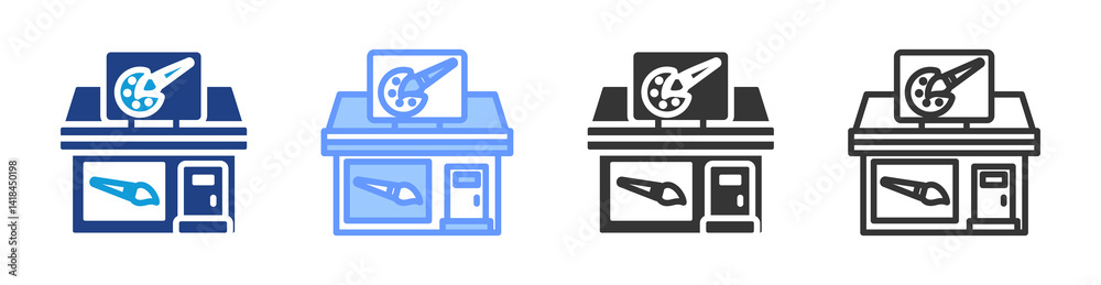 Poster arts and craft stores icon set multiple style collection