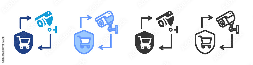Poster Security Measures icon set multiple style collection