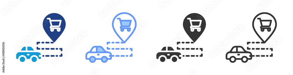 Poster Public Transportation Access icon set multiple style collection