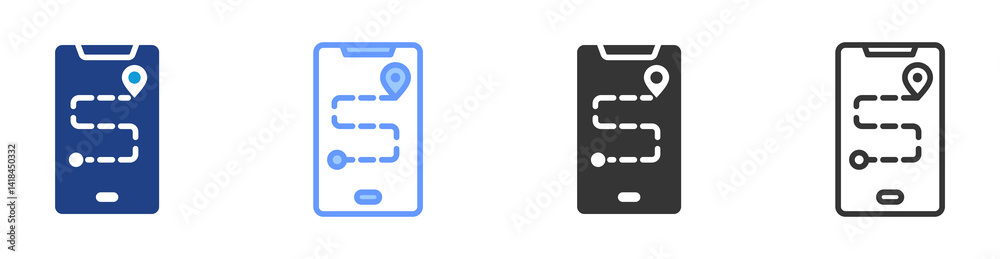 Poster Indoor Navigation Systems icon set multiple style collection