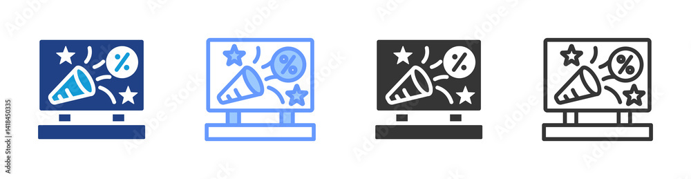 Poster seasonal display icon set multiple style collection