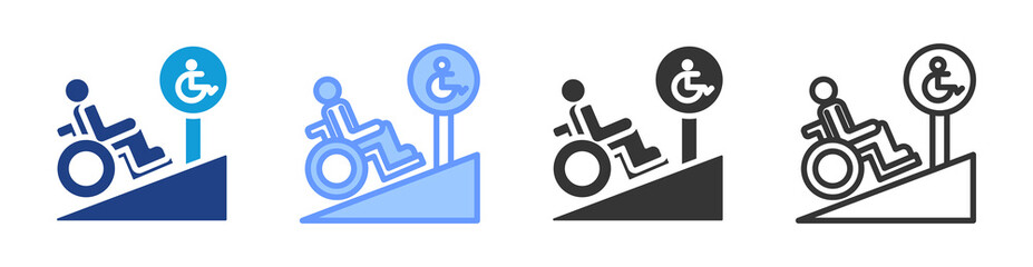 Disability Access icon set multiple style collection