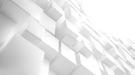 Obraz premium Modern abstract white background, sleek geometric square structure, futuristic tech-inspired light reflections, depth and layering effect, high resolution.