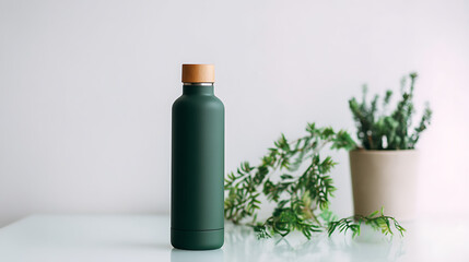 Minimalist Forest Green Insulated Water Bottle Urban Eco-Conscious Hydration Solution for Sustainable Living and Modern Wellness Lifestyles