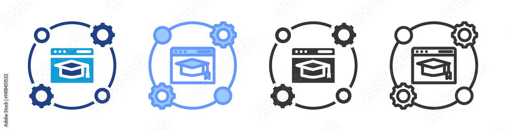 Poster Learning Management Systems icon set multiple style collection