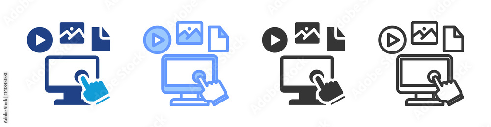 Poster Interactive Multimedia icon set multiple style collection