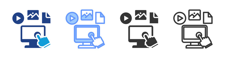 Interactive Multimedia icon set multiple style collection