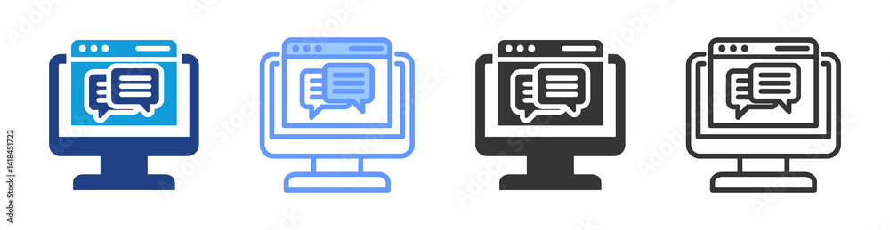 Poster discussion board icon set multiple style collection