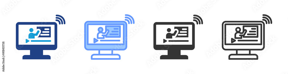 Poster Online Tutorials icon set multiple style collection