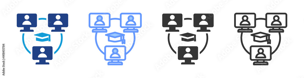 Fototapete learning communities icon set multiple style collection