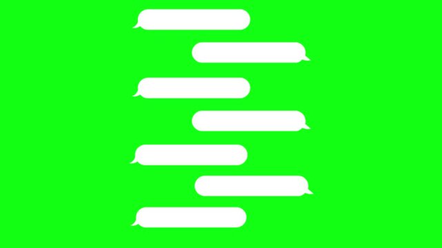 White Blank Chat Message Animation on green Background 4K Animation. WhatsApp chat icon is empty.