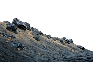 Rugged volcanic rock surface with intricate textures isolated on transparent background