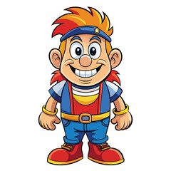 Cartoon character with expressive face and vibrant clothing