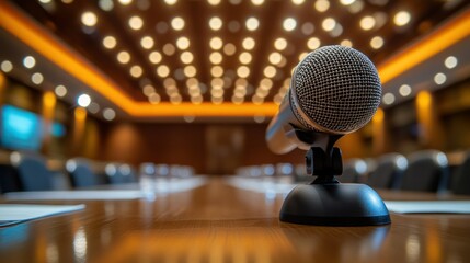 Conference room microphone ready for presentation
