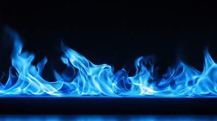 Blue Flames Against Black Background