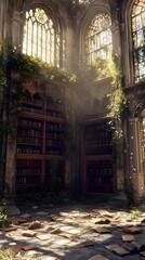 Fototapeta premium Realistic and atmospheric ancient library