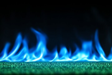 Blue Flames on Dark Teal Surface