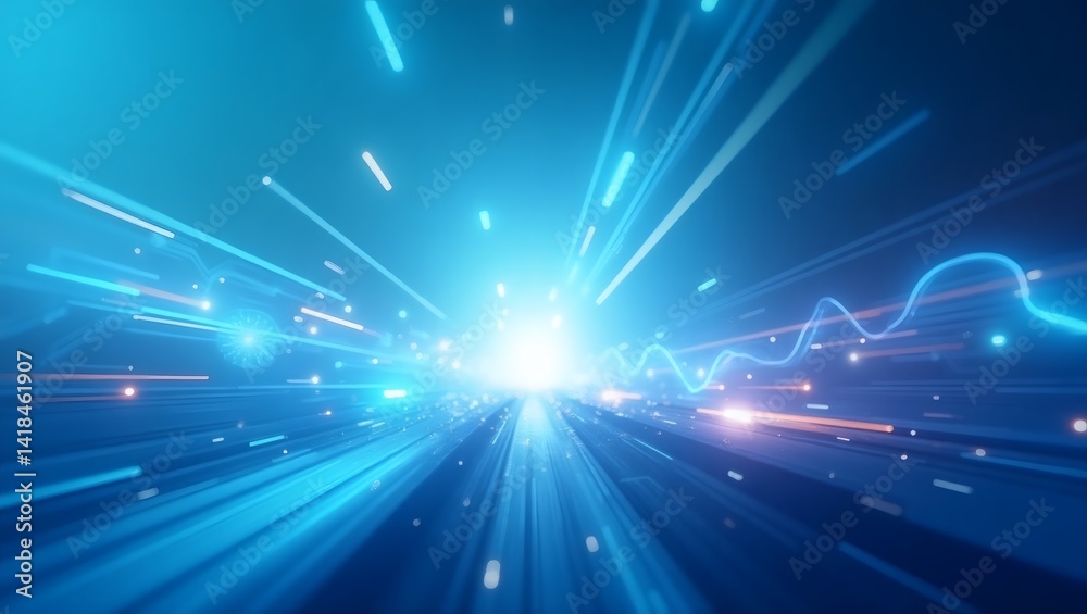 Poster futuristic digital abstract background with luminous lines and a sense of movement, perfect for modern design concepts