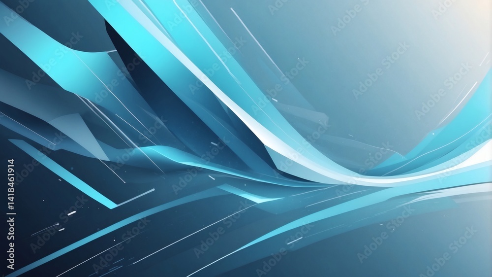 Poster abstract blue and gray gradient background with geometric shapes flowing in the background