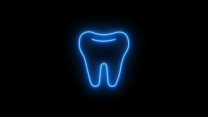 Glowing Neon tooth icon. Glowing neon Modern tooth sign symbol. 
