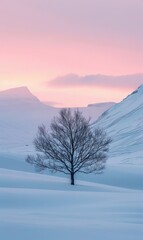 nature scenery during winter with snow and clear sky Generate AI