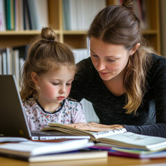 Fototapeta premium High-quality images of online education, digital learning, and modern classrooms featuring students, teachers, and e-learning tools. Perfect for academic content, virtual schooling & digital literacy.