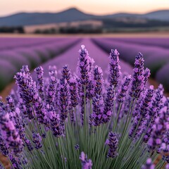Obraz premium Purple lavender field at dawn