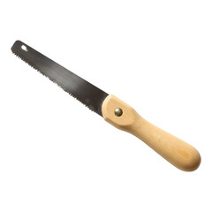 Butcher Knife with Wooden Handle on White