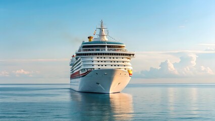 Naklejka premium Large cruise ship sailing on calm sea
