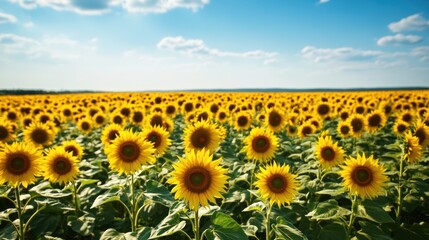 Obraz premium A vast sunny field filled with vibrant blooming sunflowers