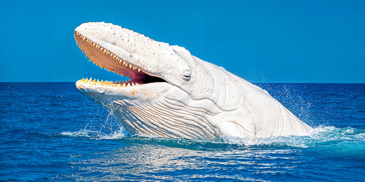 A white whale in the ocean, wide banner