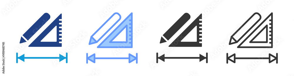 Poster measures icon set multiple style collection
