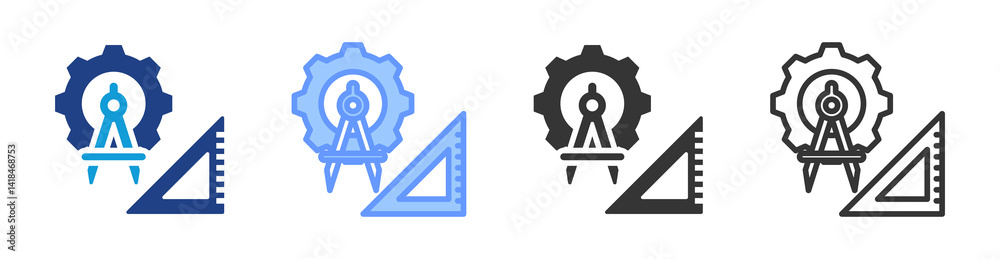 Poster Technical Architecture icon set multiple style collection