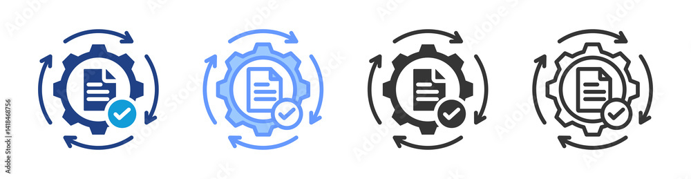 Poster Processes icon set multiple style collection