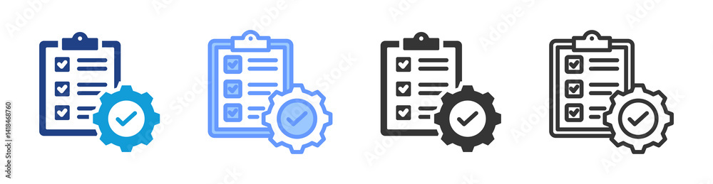 Poster operational plan icon set multiple style collection