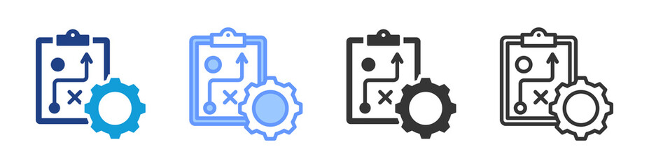 Strategic Plan icon set multiple style collection
