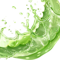 Fresh green splash of water with vibrant liquid droplets capturing essence of nature and refreshment in high definition and vivid detail, isolated transparent background