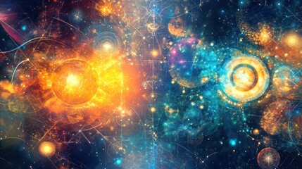 A vibrant abstract depiction of celestial energy in deep space