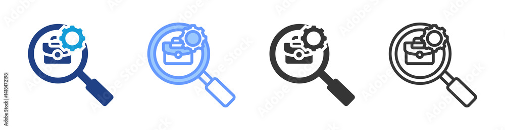 Poster research icon set multiple style collection