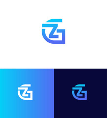Modern ZG or GZ Logo Design Intertwined Letters, Brand Identity