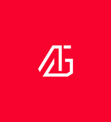 Modern Abstract AG or GA Logo Design, Red Background, White Letters, Geometric Shapes, Monogram, Branding,