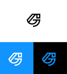Abstract Geometric Letter G or AG Logo Design Variations in Blue and Black