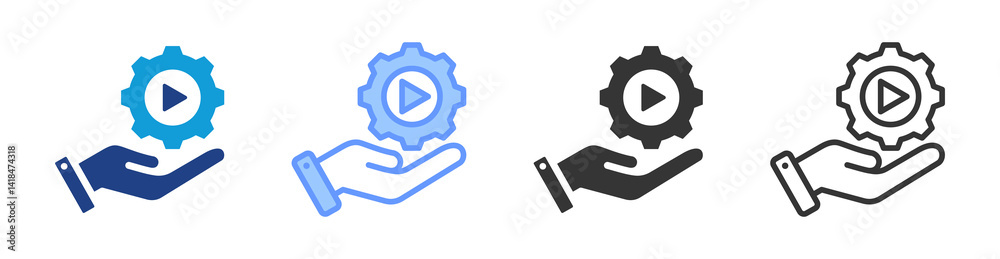 Aufkleber service starting icon set multiple style collection