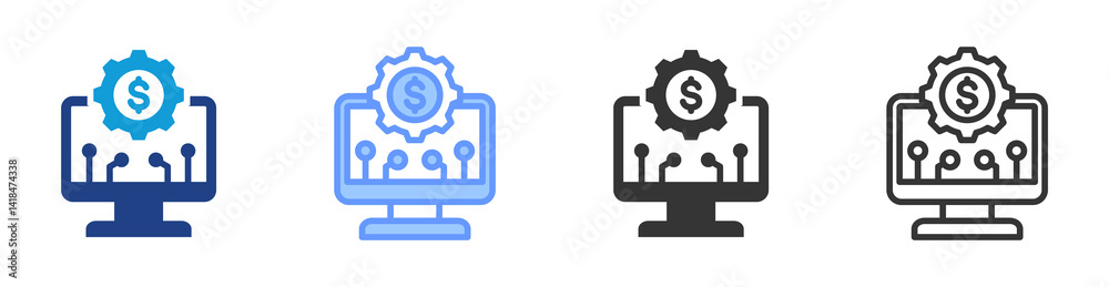Poster Technology icon set multiple style collection